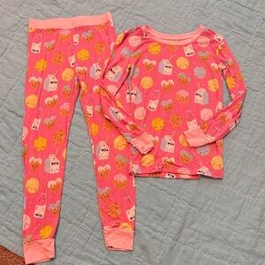 Little Sleepies Pink Milk & Cookies Kids Pajama Set